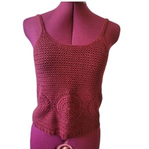 HARLOW Knit V Back Burgundy Tank Top, Size S